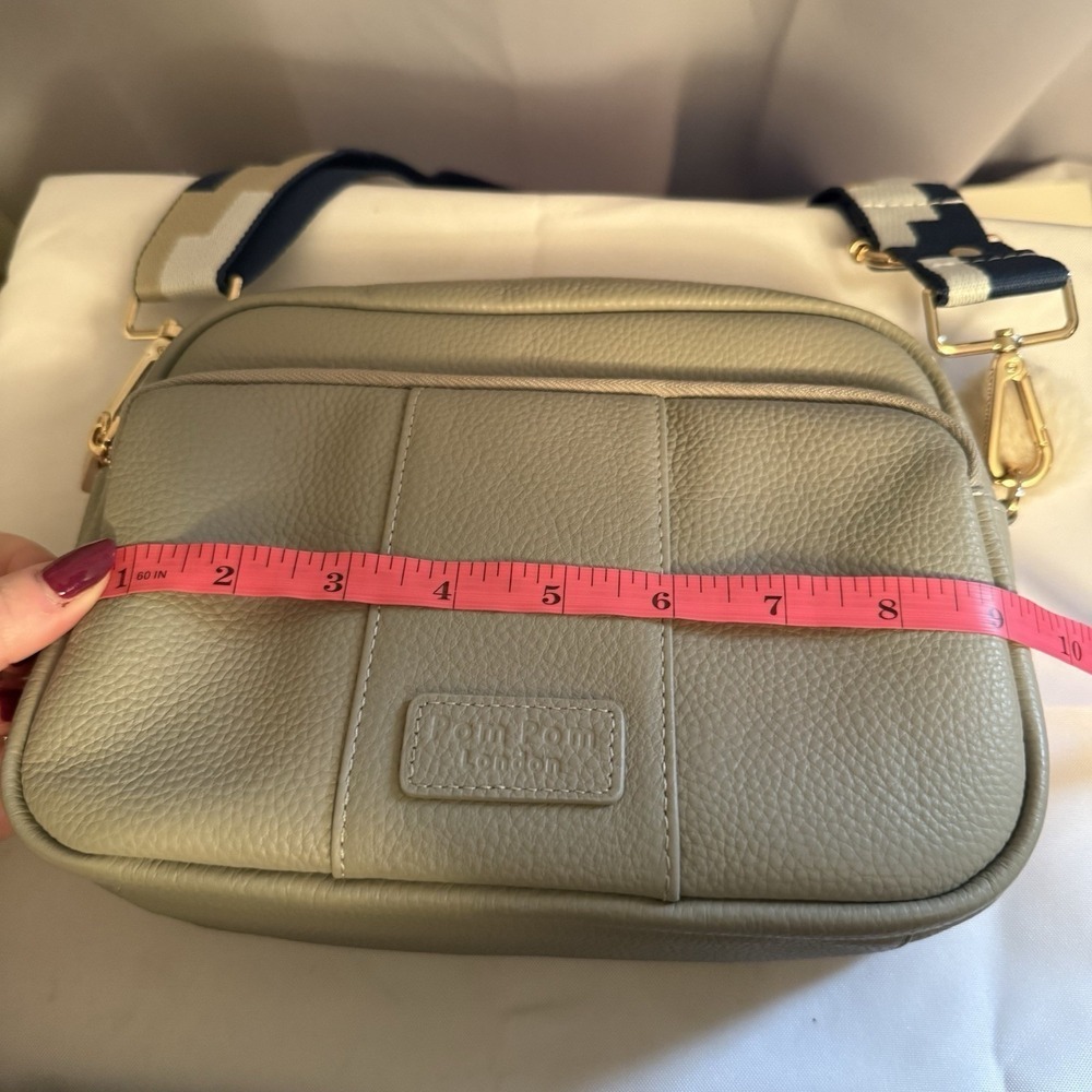 Pom Pom London Original Leather Crossbody Bag Purse Charm Light Gray NWOT - Picture 13 of 16